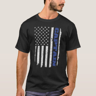 Polischef Thin Blue Line American Flagga USA T Shirt