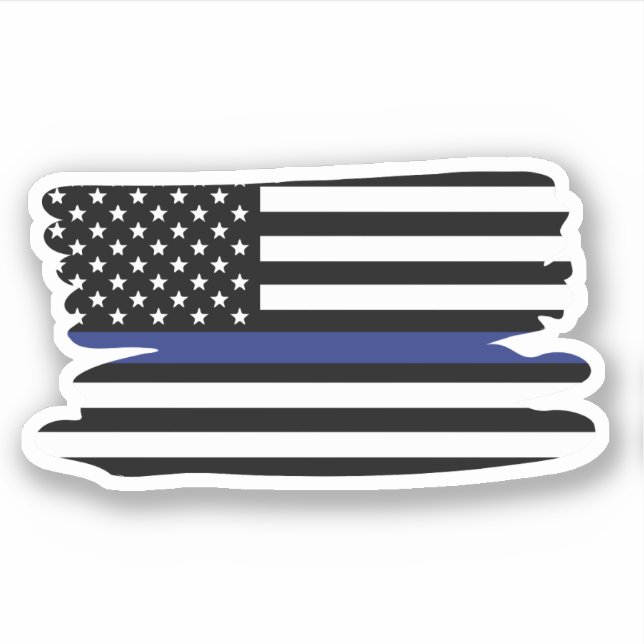 Polischef Thin Blue Line Flagga Klistermärken (Framsida)