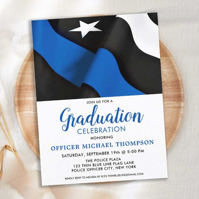 Polischef Thin Blue Line Flagga Studenten Inbjudan Vykort (Skapare uppladdad)
