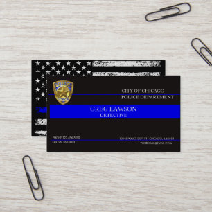 Polischef Thin Blue Line Flagga Tillsatta lagar Visitkort