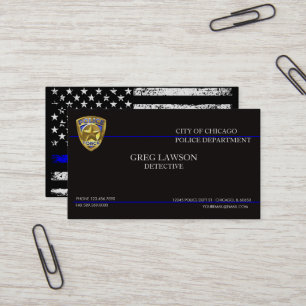 Polischef Thin Blue Line Flagga Tillsatta lagar Visitkort