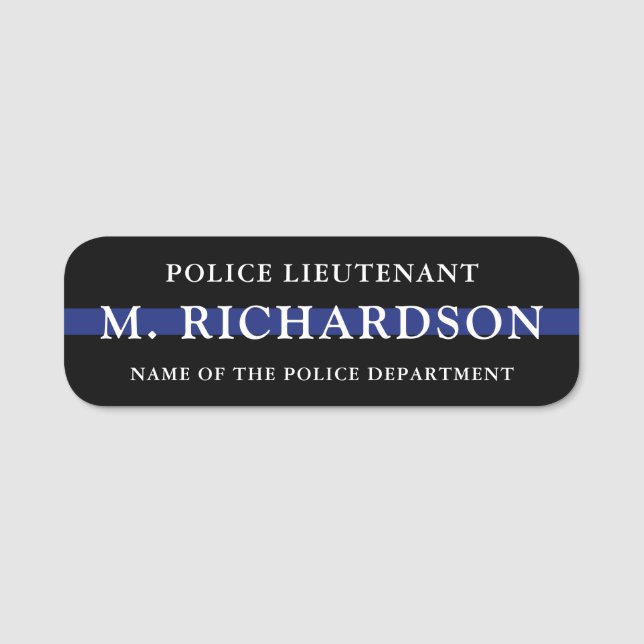 Polischef Thin Blue Line Polisavdelning Namnbricka (Framsida)