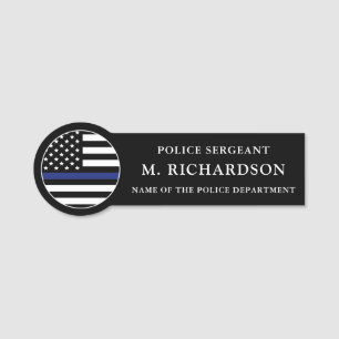 Polischef Thin Blue Line Polisavdelning Namnbricka