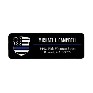 Polischef Thin Blue Line Tillsatta lagar Cop Returadress Etikett