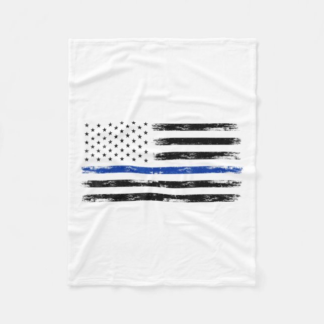 Polischef USA amerikanska Flagga Thin Blue Line Fleecefilt (Framsidan)