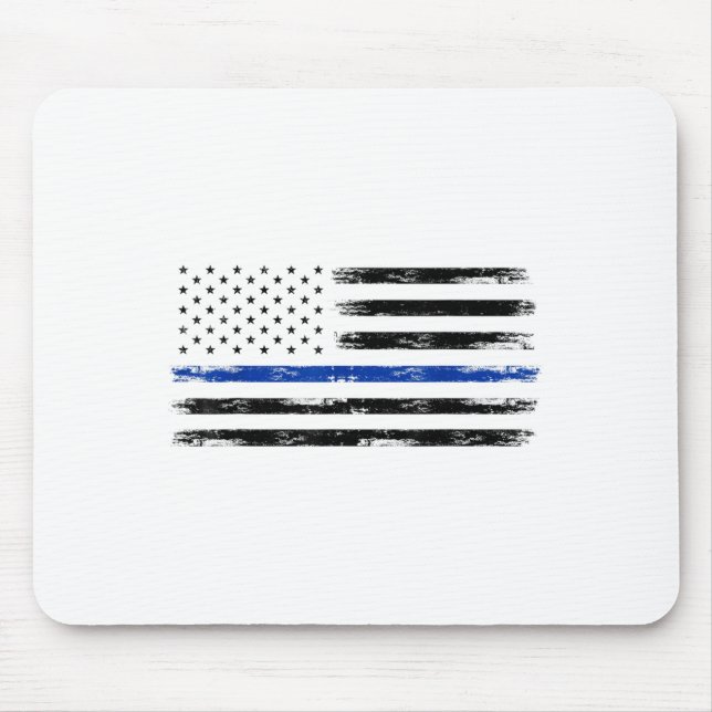 Polischef USA amerikanska Flagga Thin Blue Line Musmatta (Framsidan)
