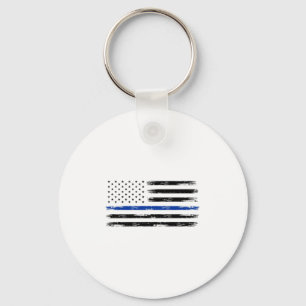 Polischef USA amerikanska Flagga Thin Blue Line Nyckelring