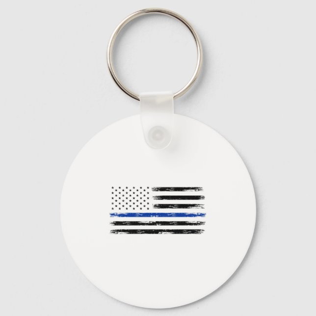 Polischef USA amerikanska Flagga Thin Blue Line Nyckelring (Framsida)