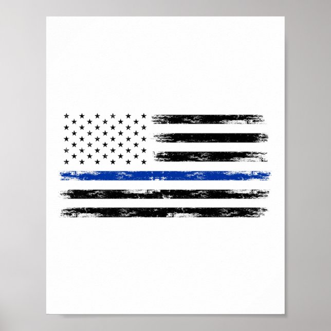 Polischef USA amerikanska Flagga Thin Blue Line Poster (Framsidan)