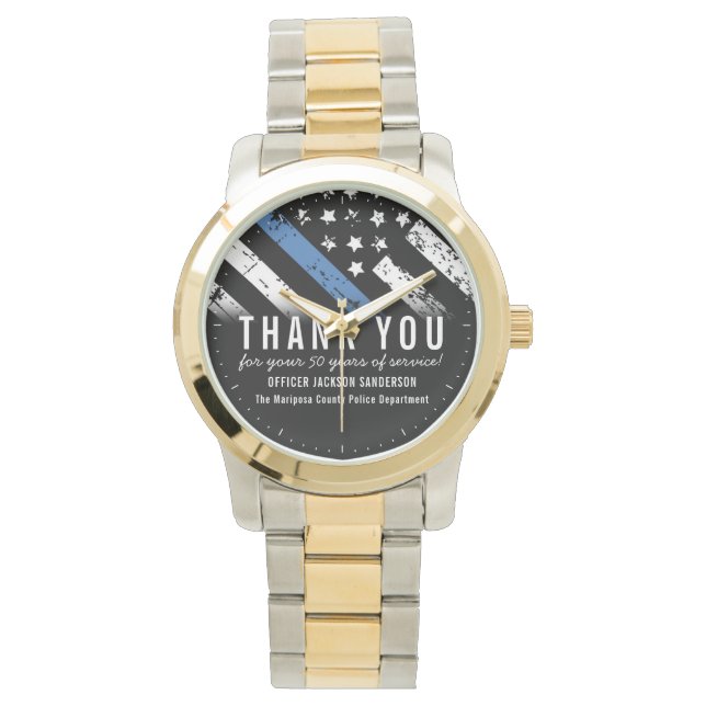 Polisdagen i Pension, årsjubileum Thin Blue Line F Armbandsur (Framsida)