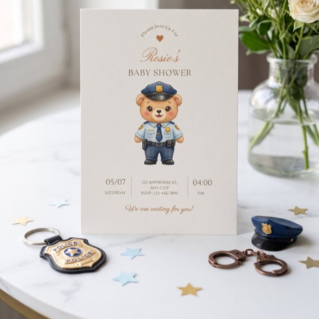 Polisemblem Baby Shower Inbjudan — Law Enforcement (Skapare uppladdad)