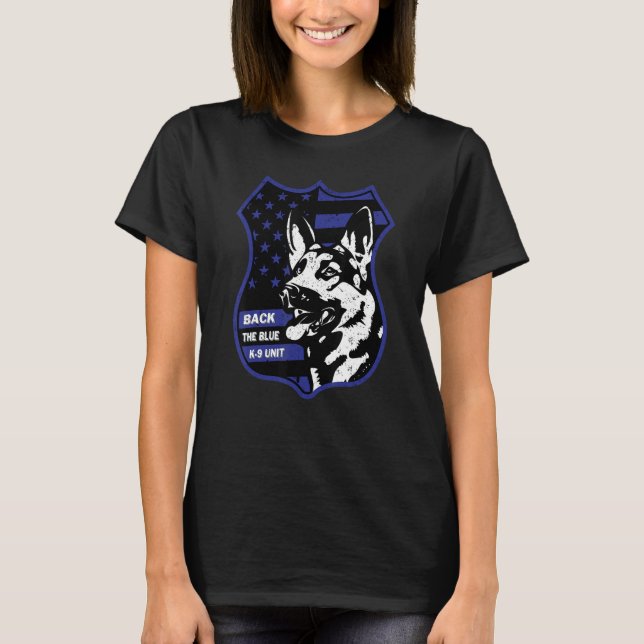 Polisemblem K 9-enhet Tysk Schäferhund Polis  T Shirt (Framsida)