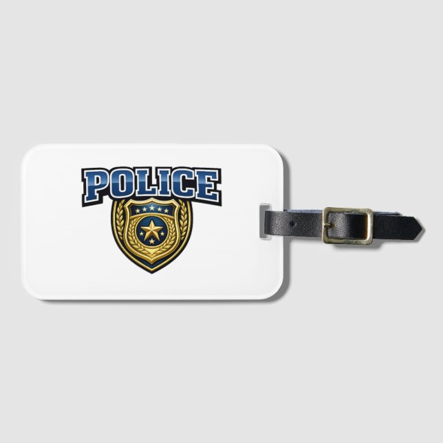 Polisemblem med fet textdesign bagagebricka (Framsida horisontal)