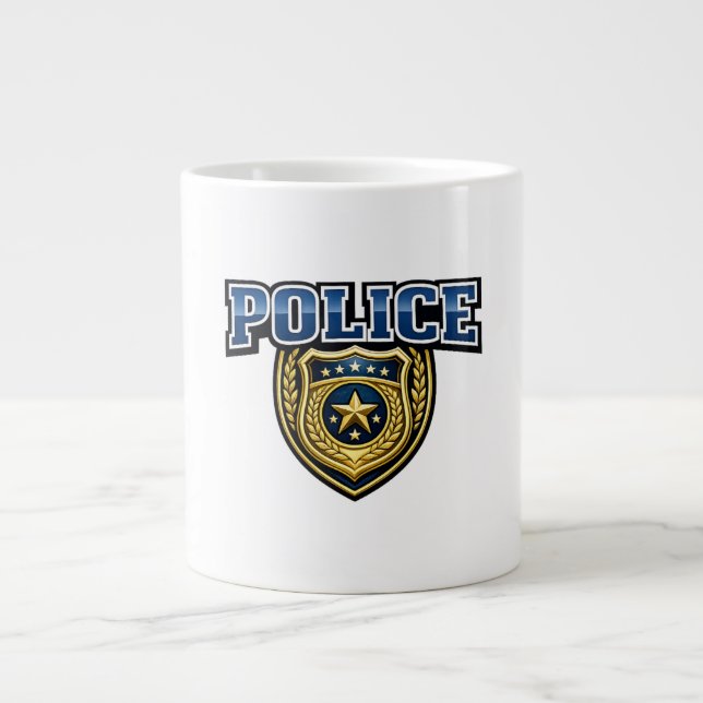 Polisemblem med fet textdesign jumbo mugg (Framsidan)