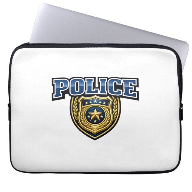 Polisemblem med fet textdesign laptop fodral (Framsidan)
