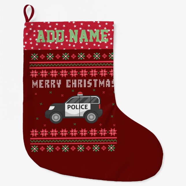 Polisen Car Ugly God Jul Sweater Stor Julstrumpa (Framsidan)