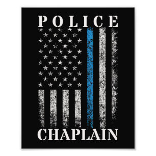 Polisen Chaplain American Flagga Fototryck