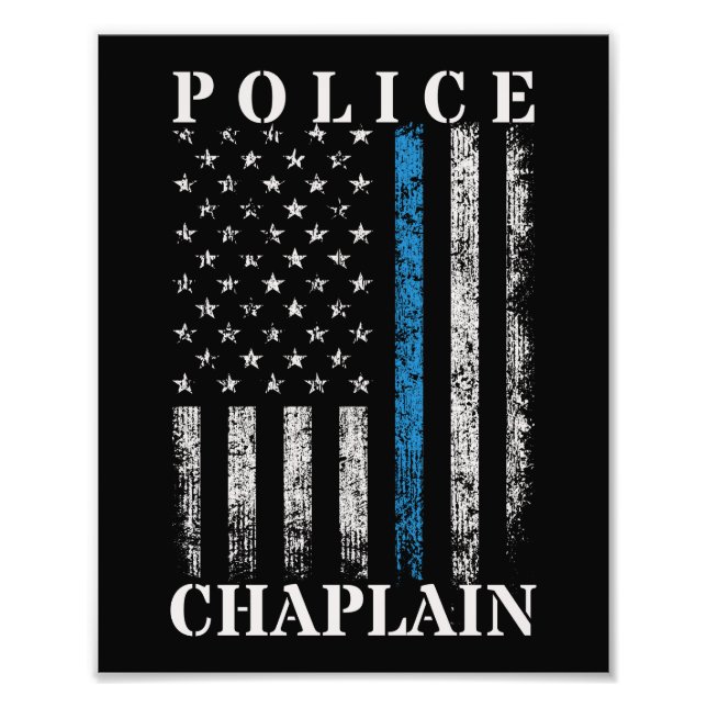 Polisen Chaplain American Flagga Fototryck (Framsidan)
