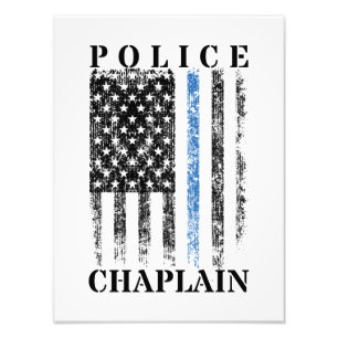 Polisen Chaplain American USA flagga Fototryck