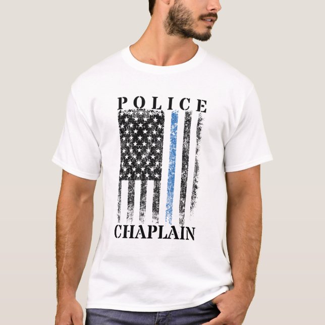 Polisen Chaplain American USA flagga T Shirt (Framsida)