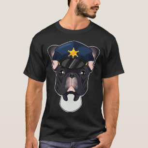 Polisen Fransk Bulldog Hund Handler I Police Hund T Shirt