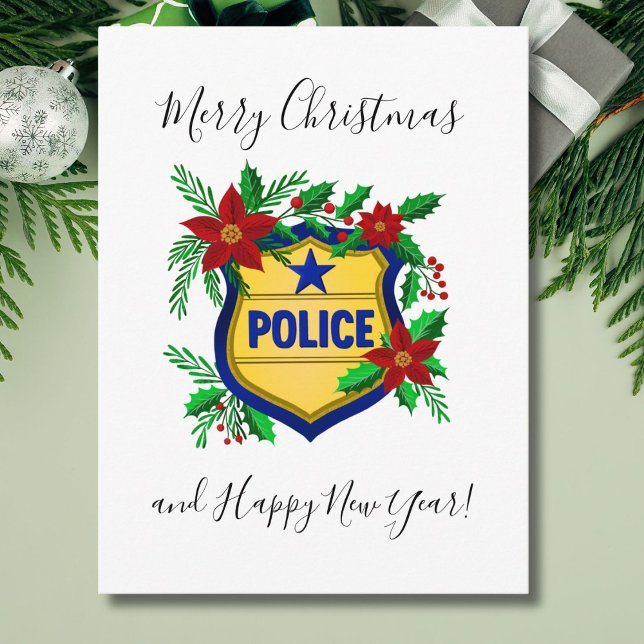 Polisen God Jul & Gott Nytt År Sköld Helg Vykort (Skapare uppladdad)