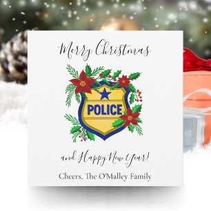 Polisen God Jul & Gott Nytt År Sköld Julkort