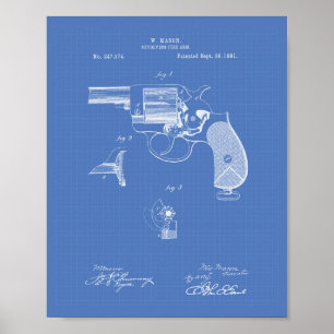 Polisen Gun 1881 Patent Art - Blueprint Poster