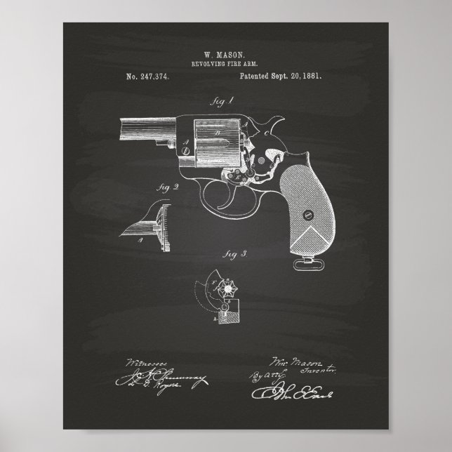 Polisen Gun 1881 Patent Art - Chalkboard Poster (Framsidan)