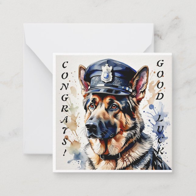 Polisen Hund Studenten Notecard Anteckningskort (Framsida)