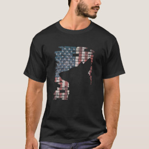 Polisen K9 Hund Shep PD American Flagga Silhou T Shirt