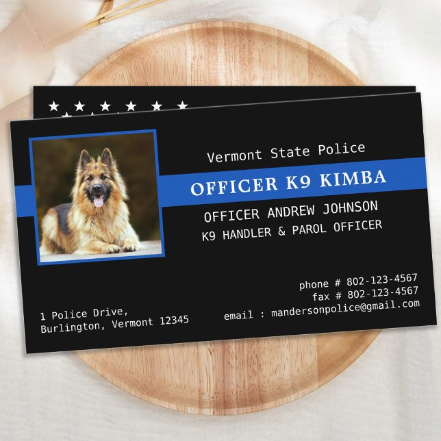 Polisen K9 Unit Thin Blue Line Tillsatta lagar Visitkort (Skapare uppladdad)