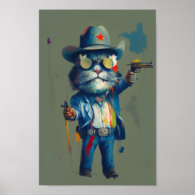 Polisen: Meowdy, Cowboy Cat sheriff Poster (Framsidan)