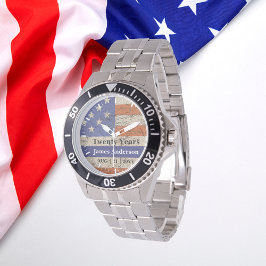 Polisen Pension Watch Thin Blue Line US Flagga Armbandsur
