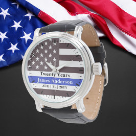 Polisen Pension Watch Thin Blue Line US Flagga Armbandsur