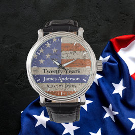 Polisen Pension Watch Thin Blue Line US Flagga Armbandsur