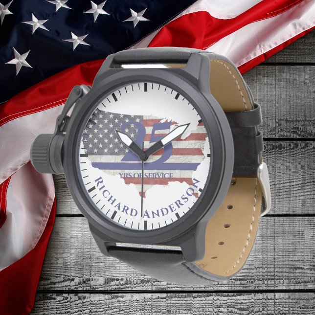 Polisen Pension Watch Thin Blue Line US Flagga Armbandsur (Skapare uppladdad)