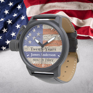 Polisen Pension Watch Thin Blue Line US Flagga Armbandsur