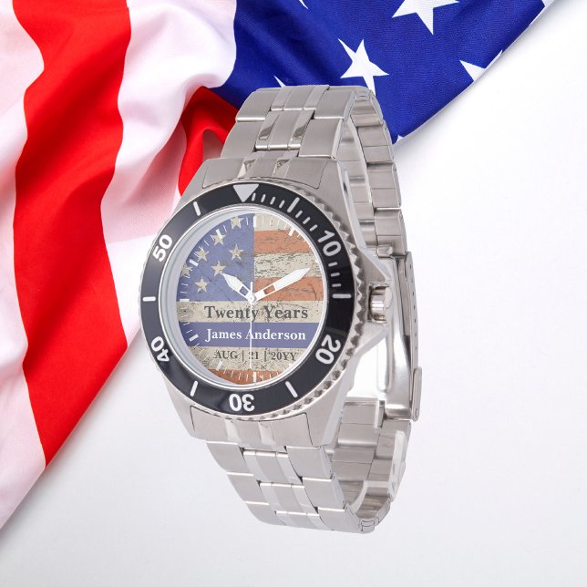 Polisen Pension Watch Thin Blue Line US Flagga Armbandsur (Skapare uppladdad)