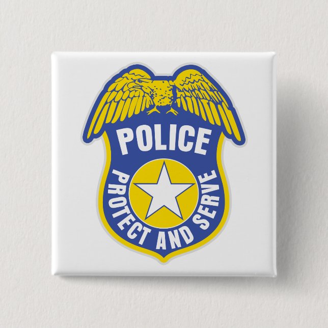 Polisen skyddar och tjänar som emblem knapp (Framsida)