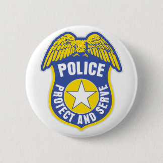 Polisen skyddar och tjänar som emblem knapp