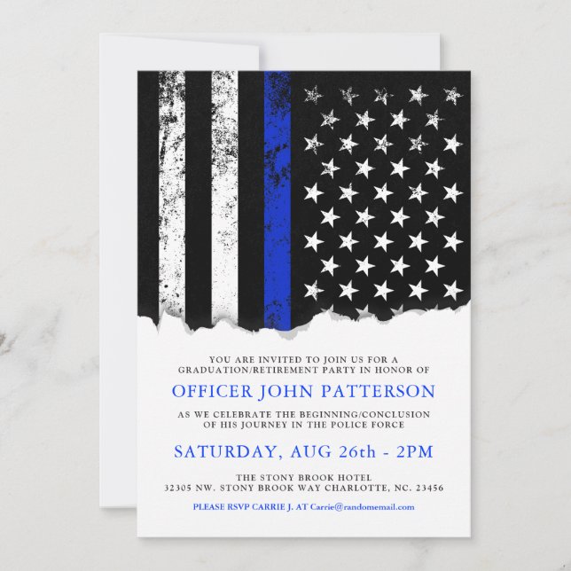 Polisen Stil American Flagga Party|Event WHT inbju Inbjudningar (Framsida)