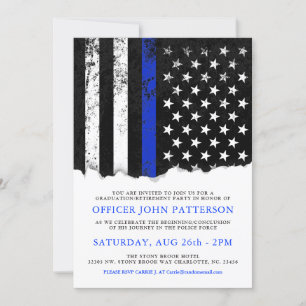 Polisen Stil American Flagga Party Event WHT inbju Inbjudningar