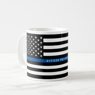 Polisen Thin Blue Line American Flagga Add Namn Kaffemugg