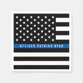 Polisen Thin Blue Line American Flagga Add Namn Pappersservett