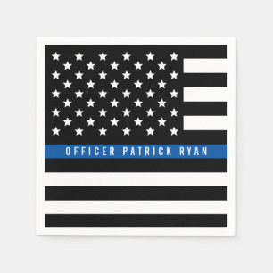Polisen Thin Blue Line American Flagga Add Namn Pappersservett