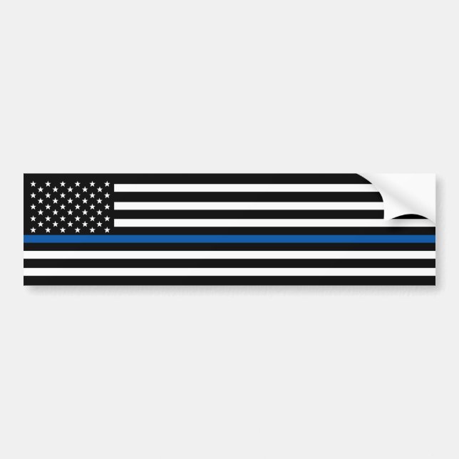Polisen Thin Blue Line American Flagga Bildekal (Framsidan)