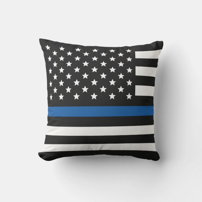 Polisen Thin Blue Line American Flagga Kudde (Framsida)