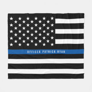 Polisen Thin Blue Line American Flagga Monogram Me Fleecefilt