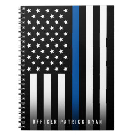Polisen Thin Blue Line American Flagga Monogram Na Anteckningsbok